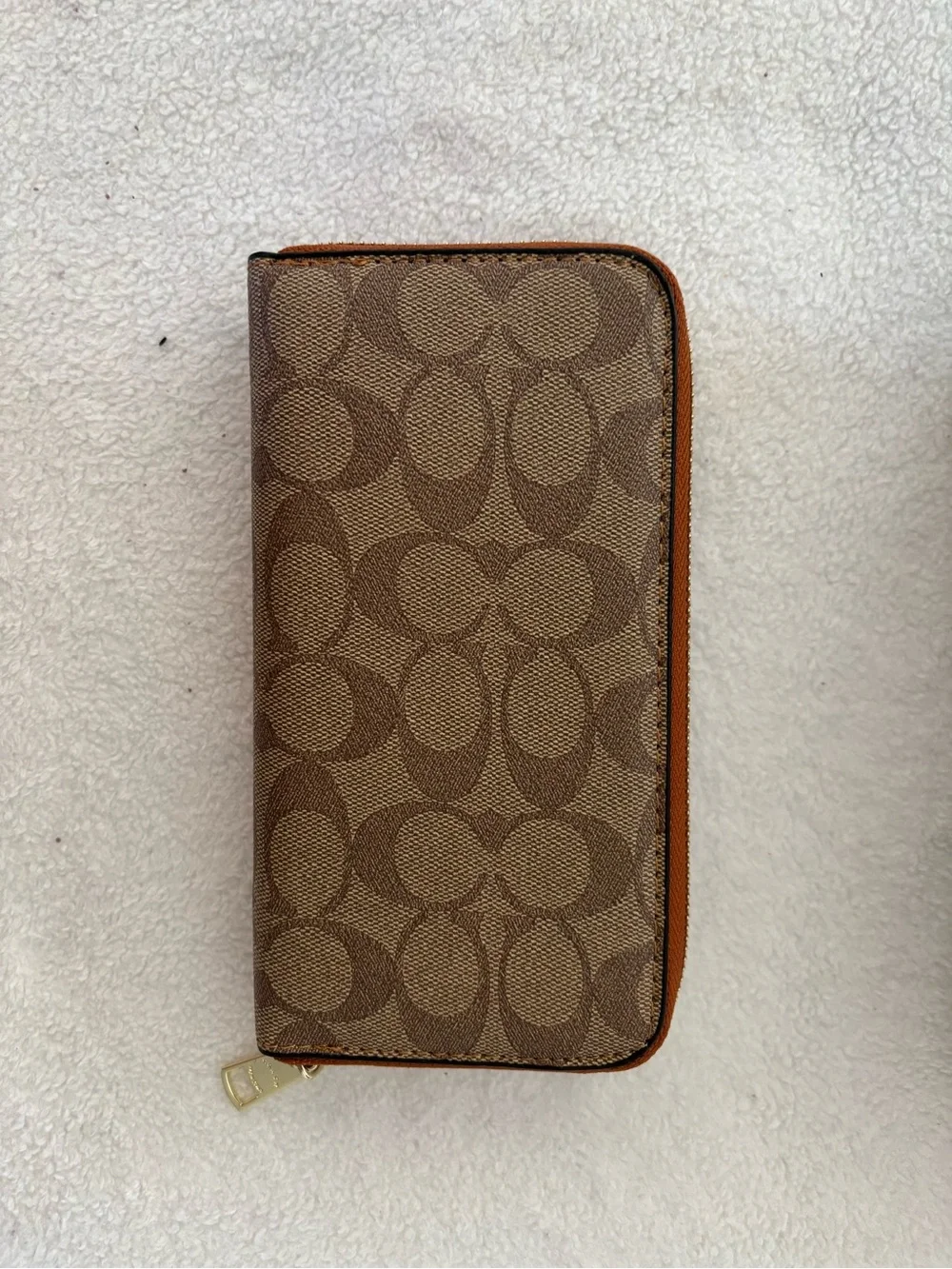 Coach Brown Signature Canvas Wallet with Tan Leather Trim original packing - Picture 2 of 7